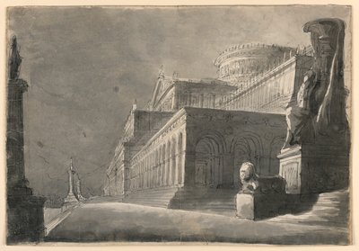 Scendesign, exteriör av Enormous Palace av Romolo Achille Liverani