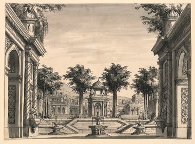 Scenografi, Indian Palace Garden för baletten "Genghis Khan" av Luigi Henry av Romolo Achille Liverani