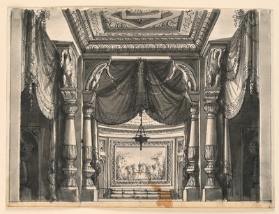 Scendesign, interiör av Oriental Palace av Romolo Achille Liverani