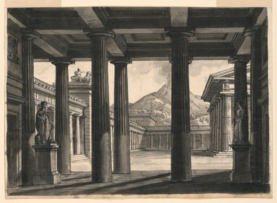 Scenografi för operan "The Last Day of Pompeii," på La Scala, Milano, 1827 av Romolo Achille Liverani
