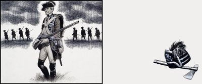 Brittisk soldat vid tiden för det amerikanska frihetskriget (gouache på papper) av Ron Embleton