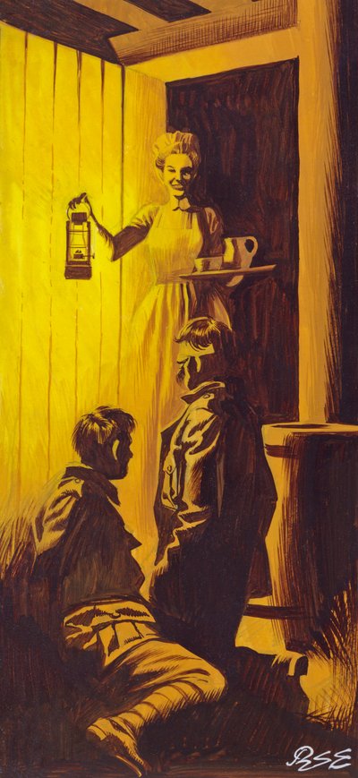 Edith Cavell gömmer allierade soldater (gouache på papper) av Ron Embleton