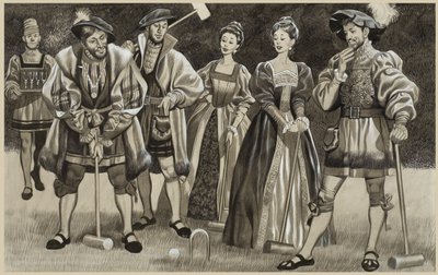 Frans I (1494-1547) spelar krocket (gouache på papper) av Ron Embleton