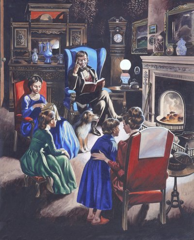 Att växa upp genom tiderna: The Poor Little Rich Girls of Britain (gouache på papper) av Ron Embleton