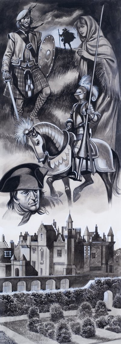 Scottish Castle och personligheter ur den skotska historien (gouache på papper) av Ron Embleton