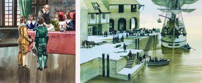 Pilgrimsfäderna vid Southampton Docks av Ron Embleton