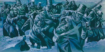 The Retreat to Corunna (gouache på papper) av Ron Embleton