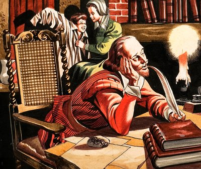 William Shakespeare skriver hemma av Ron Embleton