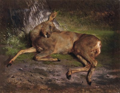 Ett rådjur i skogen (olja på duk) av Rosa Bonheur