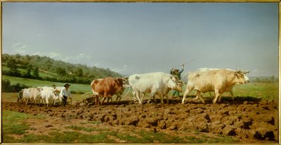 Nivernais plöjning, den sjunkande Målning av Marie Rosalie Bonheur dit Rosa Bonheur (1822-1899) 1849 Sön. 1,3x2,6m Paris, Musee d