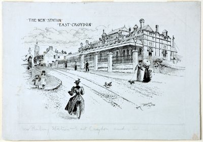 The New Station, East Croydon, juli 1896 (bläck på papper) av Rosa Clementina Petherick