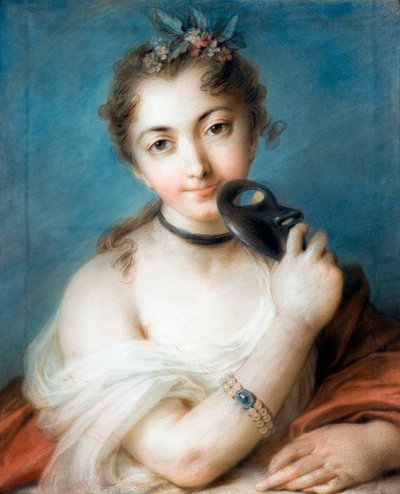 Porträtt av en kvinna med mask Målning av Rosalba Carriera (1675-1757) 1700-tal Privat samling av Rosalba Giovanna Carriera