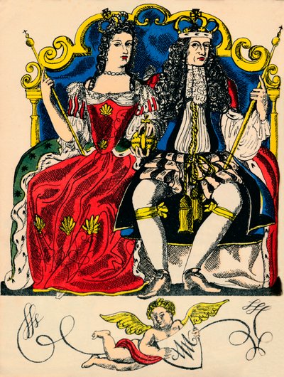 William III och Mary II, kung och drottning av Storbritannien och Irland från 1688, 1932 av Rosalind Thornycroft