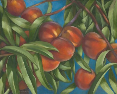 Peach Tree, 2014 (olja på duk) av Rosemarie Adcock