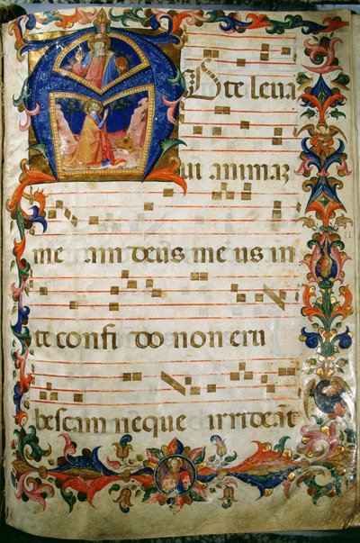 Corale / Graduale nr.5 Historikert initial "A" som visar kung David och Gud Fadern av Rossello Franchi