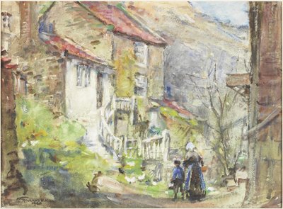 A Runswick Cottage (akvarell och kroppsfärg på papper) av Rowland Henry Hill