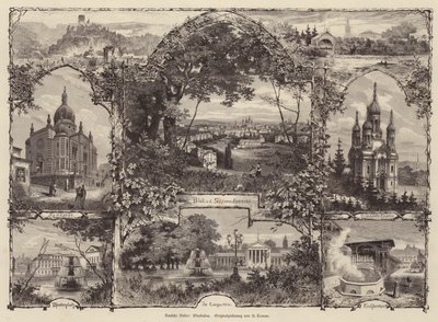 Scener från Wiesbaden, Tyskland (gravyr) av Rudolf (after) Cronau
