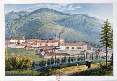 Herrarna Hartmanns och Fils fabrik, Munster, Alsace, Frankrike, 1842 av Rudolf Huber