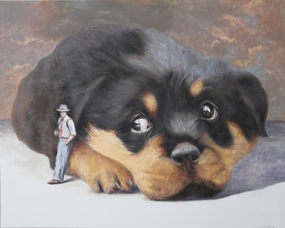 Stor hund, liten man av Rudolf Kosow