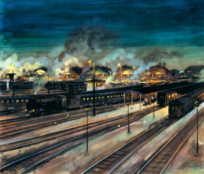 Tyska järnvägar - Münchens centralstation på natten av Rudolf Lipus