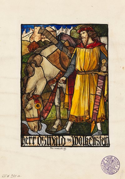 Oswald von Wolkenstein Design för målat glas, 1899. av Rudolf Schiestl