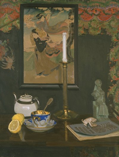 Stilleben med ljusstake av Rudolf Vejrych