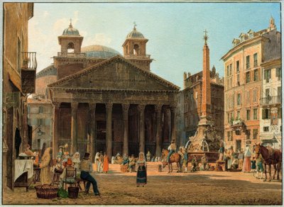Das Pantheon und die Piazza della Rotonda i Rom av Rudolf von Alt