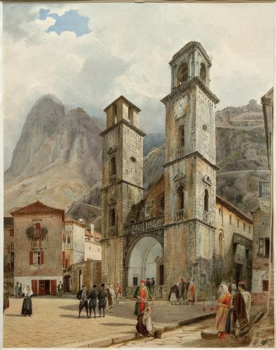 Katedralstorget i Cattaro av Rudolf von Alt