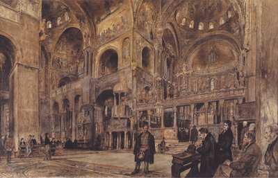 Tyska: Interiörvy av Markuskyrkan i Venedig av Rudolf von Alt