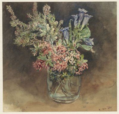 Glas med alpina blommor av Rudolf von Alt