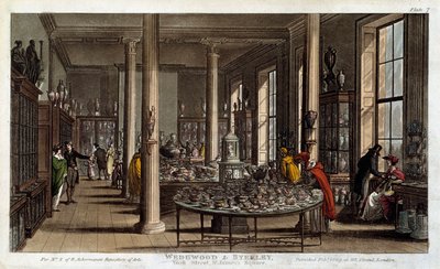 Interiörvy av en Wedgwood-porslinsbutik i London Litografi av R. Ackermann av Rudolph Ackermann