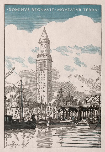 Custom House Tower från vattnet av Rudolph Ruzicka