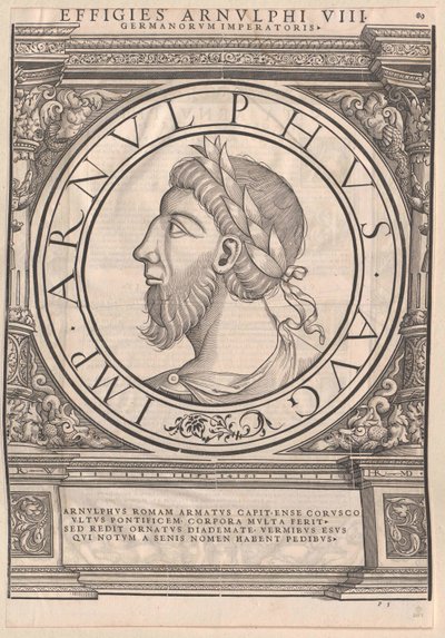 Romerska Östfrankiska kejsaren Arnulf (tryck) av Rudolph Wyssenbach