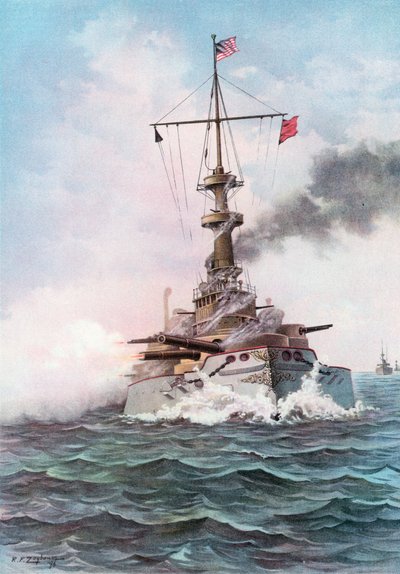 United States Battle-Ship Indiana at Target Practice av Rufus Fairchild Zogbaum