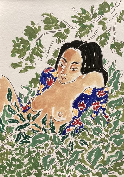 Kvinna i lövverket av Rushati Chowdhury