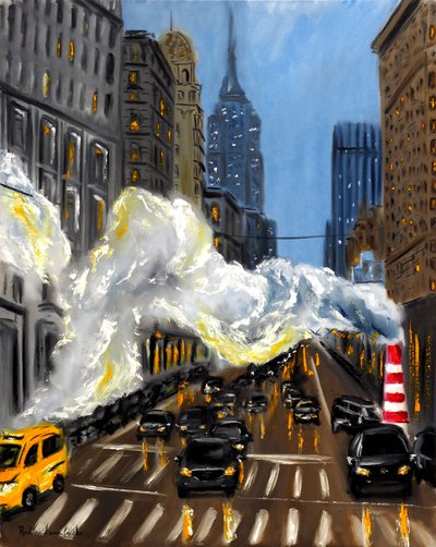 Kväll i New York, 2023 (olja på duk) av Ruslana Levandovska