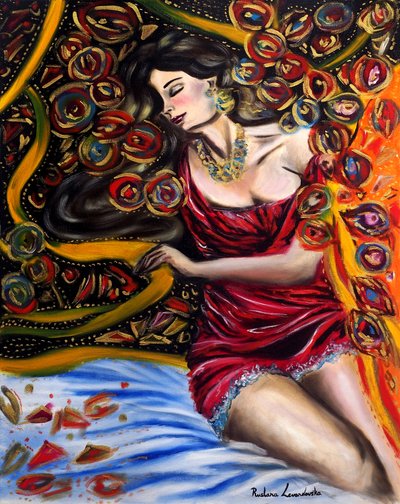 Her Shimmering Dreams, 2025 (olja på duk) av Ruslana Levandovska