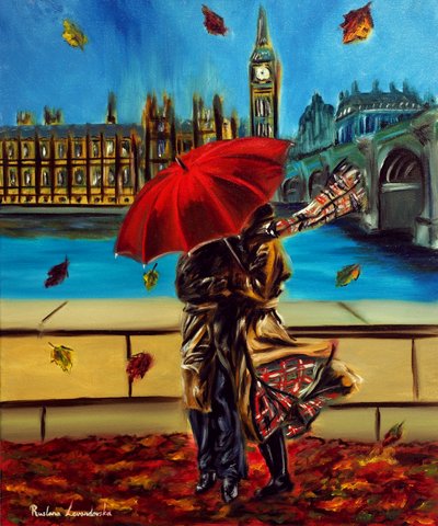 London Embrace, 2025 (olja på duk) av Ruslana Levandovska