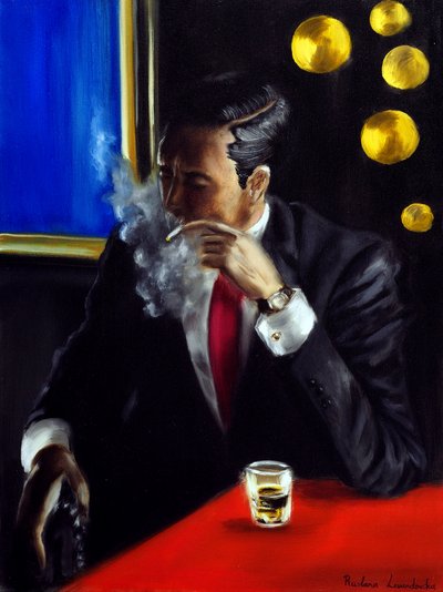 Noir Reflection, 2024 (olja på duk) av Ruslana Levandovska