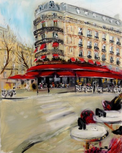 Paris Brewery Cafe Triadou Haussmann, 2021 (olja på duk) av Ruslana Levandovska