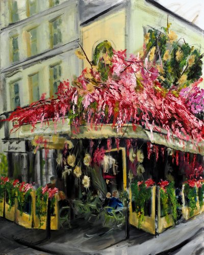 Paris Cafe - Maison Sauvage, 2021 (olja på duk) av Ruslana Levandovska