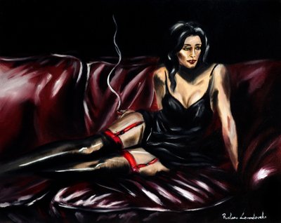 Sultry in Shadows, 2025 (olja på duk) av Ruslana Levandovska