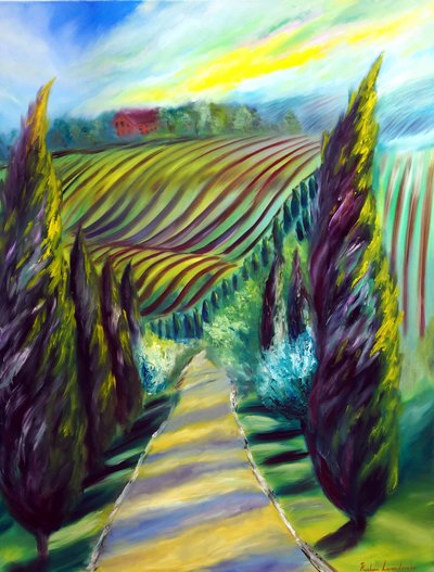 Under Toscanas sol i Italien, 2024 (olja på duk) av Ruslana Levandovska