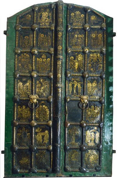 Gyllene portar till Födelsedomens katedral i Suzdal, tidigt 1200-tal. av Russian Master