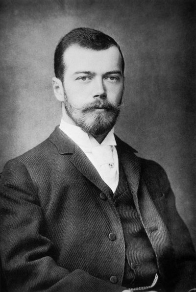 Nicholas II av Tsarevich, ca 1892 (s/v foto) av Russian Photographer