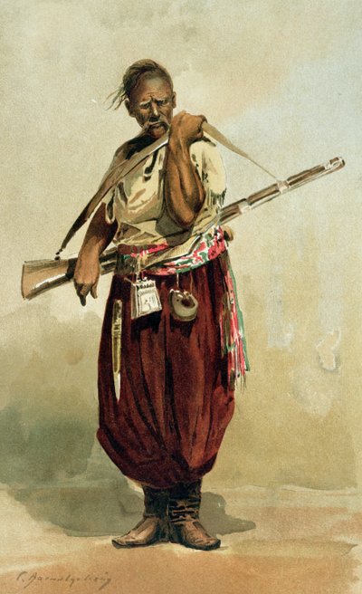 Zaporogue Cossack från 1600-talet, sent 1800-tal av Russian School