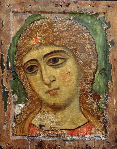 Ärkeängeln Gabriel (Ängel med gyllene hår) Rysk ikon, 1100-talet (äggtempera på panel) av Russian School