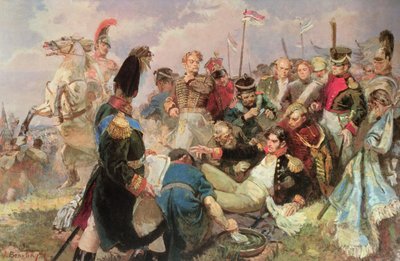Slaget vid Borodino, 7 september 1812 (wc på papper) av Russian School