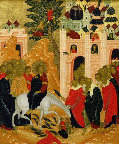 Kristi inträde i Jerusalem, ikon av Russian School