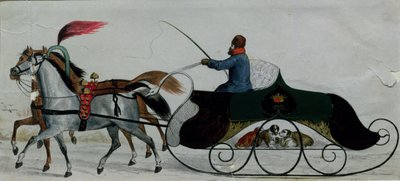Hästdragen släde (digital detalj) av Russian School